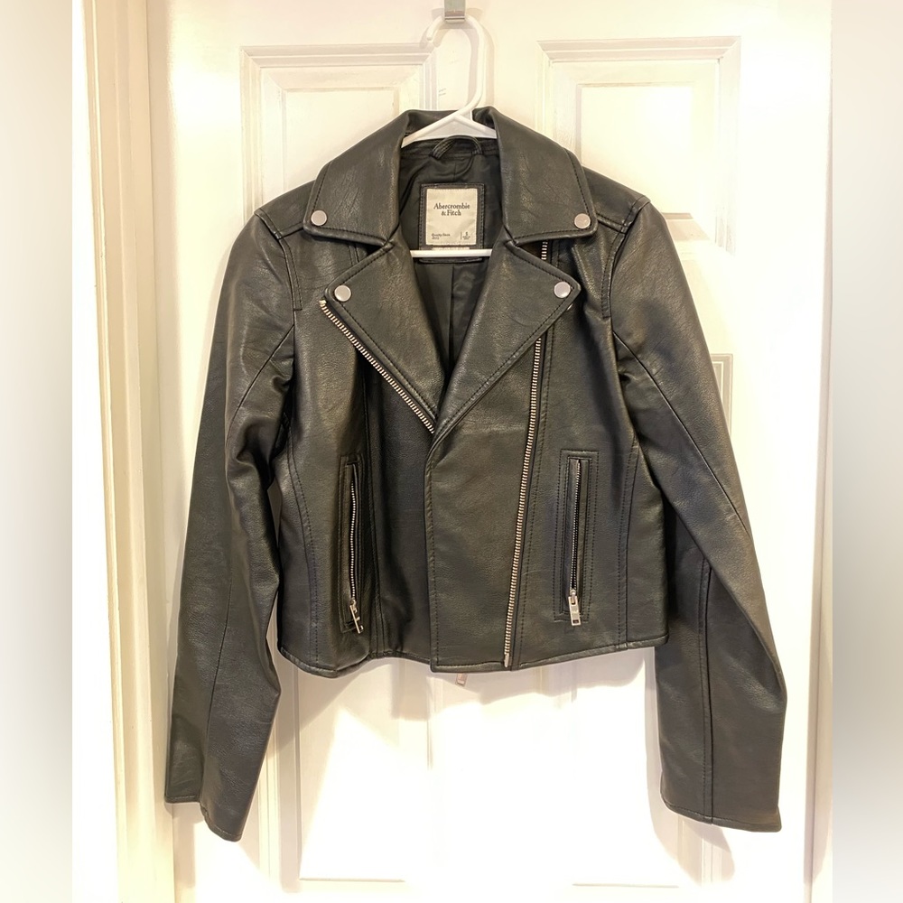 Abercrombie & Fitch Black Faux Leather Moto Jacket